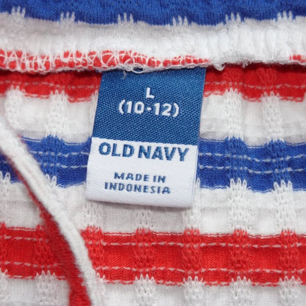 Girls Size Large 10-12 Old Navy Bow Red, White, Blue Striped Tank Top, Like New